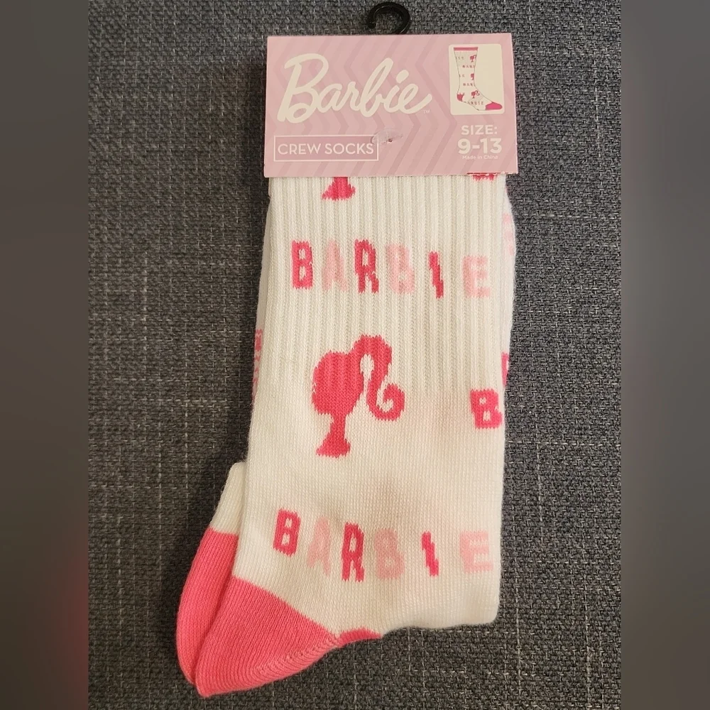 NWT Barbie Crew Socks with Pink Accents (Per Socker)